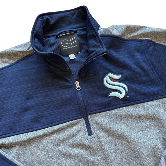 G-III Sports Seattle Kraken Jacket Men's L Navy Gray 1/4 Zip Pullover NHL Hockey - Picture 2 of 11